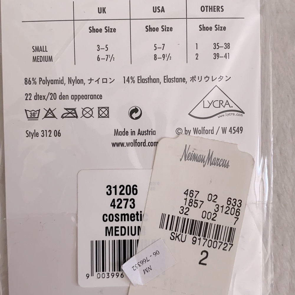 {NWT} Wolford | Satin Touch 20 Knee-Highs Socks 312 06 Cosmetic (M 8-9.5) - Picture 8 of 10